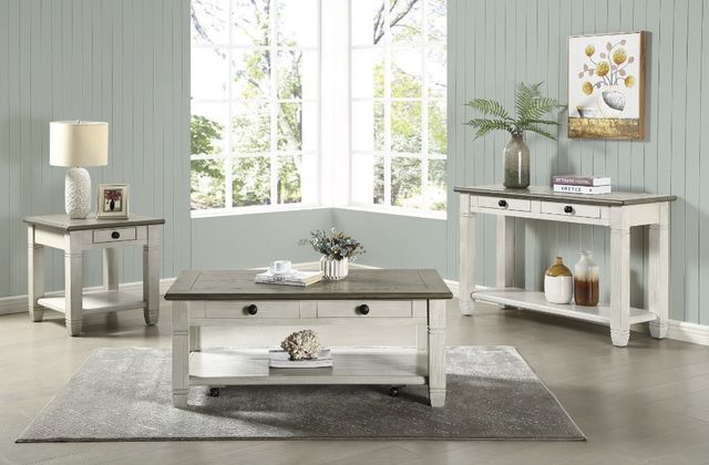 Homelegance® Granby Antique White Sofa Table with Rosy Brown Top -1