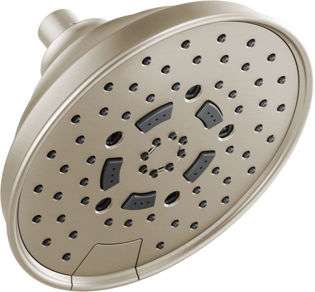 Brizo Essential™ Brilliance® Brushed Nickel Classic Round H2Okinetic® Multi-Function Wall Mount Shower Head-0