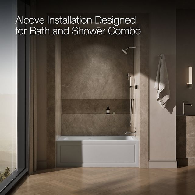 KOHLER® Archer® Ice Gray 60" x 30" Alcove Whirlpool Bath with Bask® Heated Surface - Right Drain-3