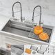 Forno Acqua MultiSINK Stainless Steel 45" Dual Mount 3-Level Workstation Sink with 2 Faucets and Glass Rinser-0