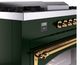 Ilve® Nostalgie II Noblesse 60'' Emerald Green Pro Style Dual Fuel Range with Brass Trim-4