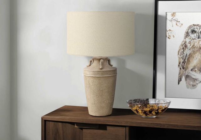 Monarch Specialties Inc. Beige Ceramic Table Lamp with Beige Shade-2