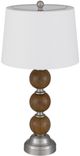 Cal® Lighting & Accessories Stacked Orb 2-Piece Brushed Steel/Justic Oak Table Lamp Set-2