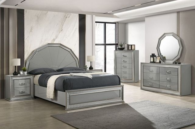 Furniture of America® Cassiopeia Metallic Gray Nightstand-1