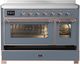 Ilve® Majestic III 48" Blue Gray Pro Style Induction Range with 6 Elements and Copper Trim-2