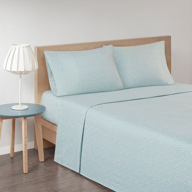 Olliix by True North by Sleep Philosophy Aqua Dots Queen Cozy 100% Cotton Flannel Printed Sheet Set-3
