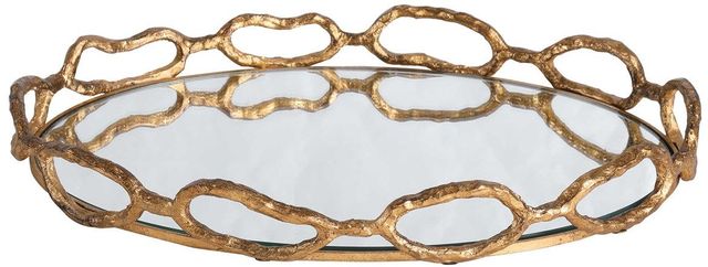 Uttermost® Cable Gold Leaf Chain Mirrored Tray-2
