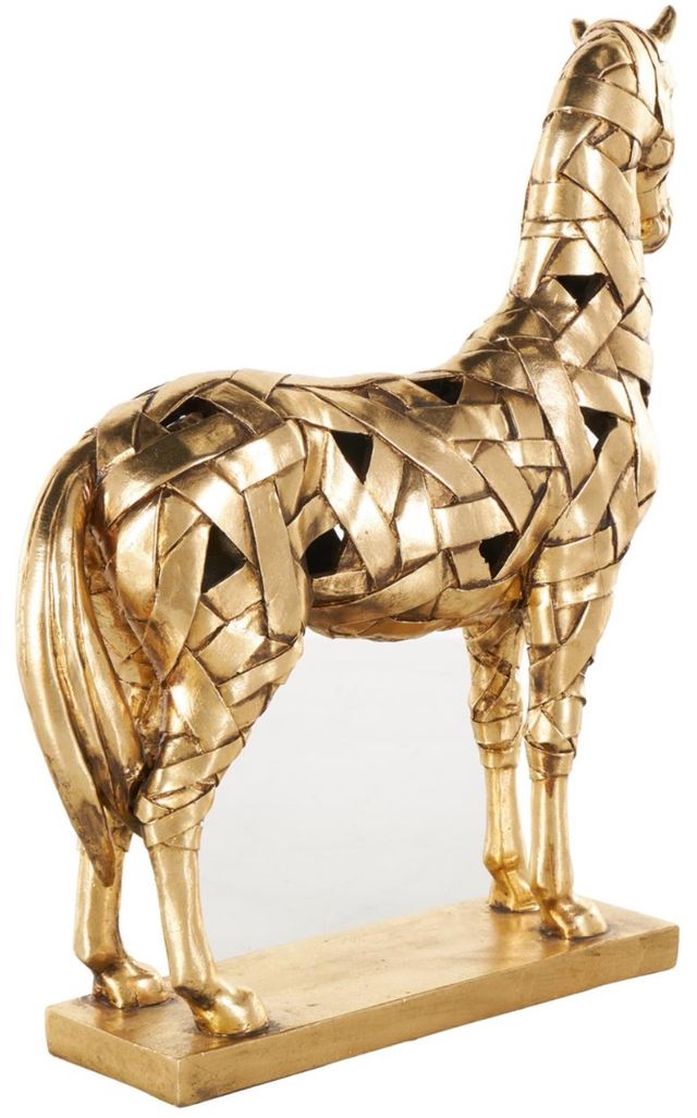 Deco Marche Gold Horse Wrapped Sculpture with Rectangular Base-2