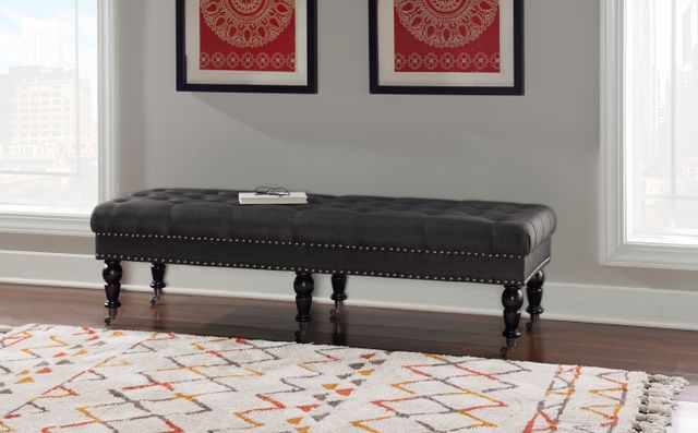 Linon Isabelle Charcoal 62" Accent Bench-4