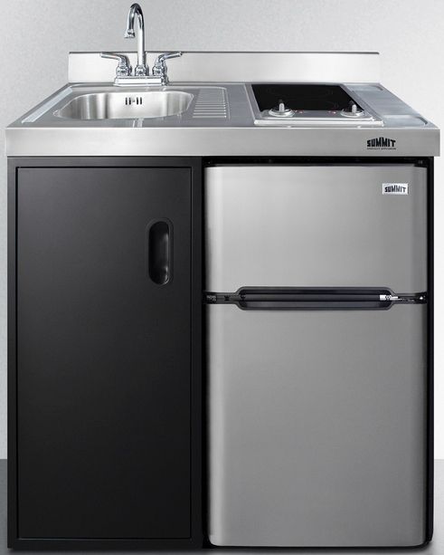 Summit® 36" Black and Stainless Steel All-In-One Kitchenette-1