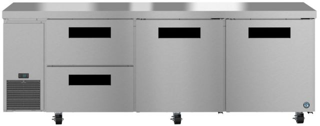 Hoshizaki Steelheart® 93" 30.17 Cu. Ft. Stainless Steel Three Section Undercounter Side Mount Refrigerator with Drawer/Door Combo-0