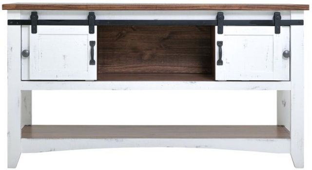 International Furniture Direct Pueblo Brown Sofa Table with White Base-2