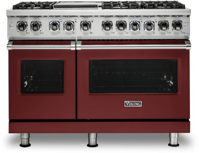 Viking® 5 Series 48" Reduction Red Pro Style Dual Fuel Natural Gas Range with 12" Griddle-0