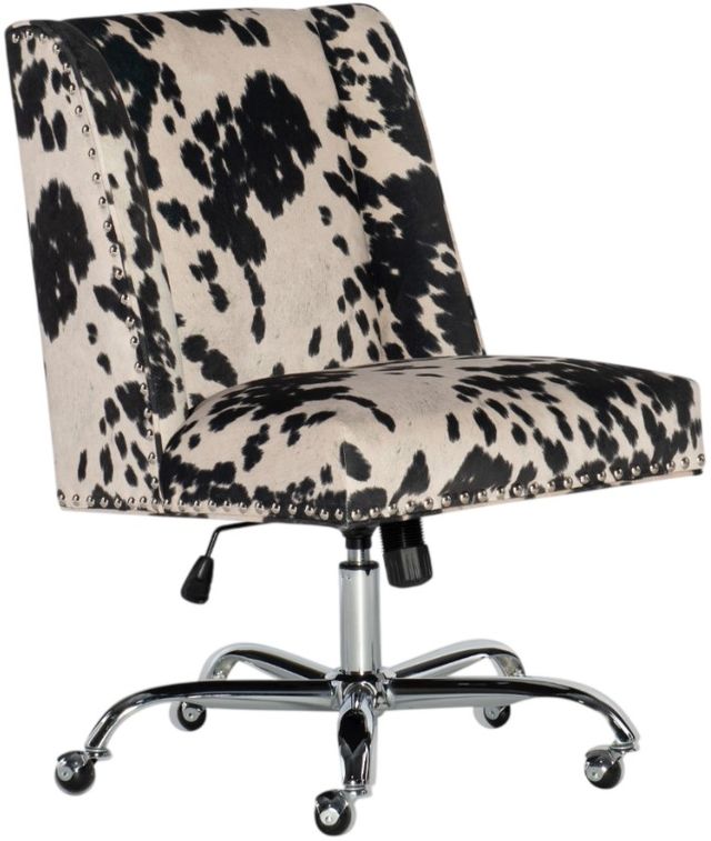 Linon Draper Black Cow Print Office Chair-0