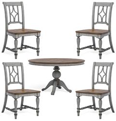 Flexsteel® Plymouth 5-Piece Medium Brown/Weathered Graywash Dining Set