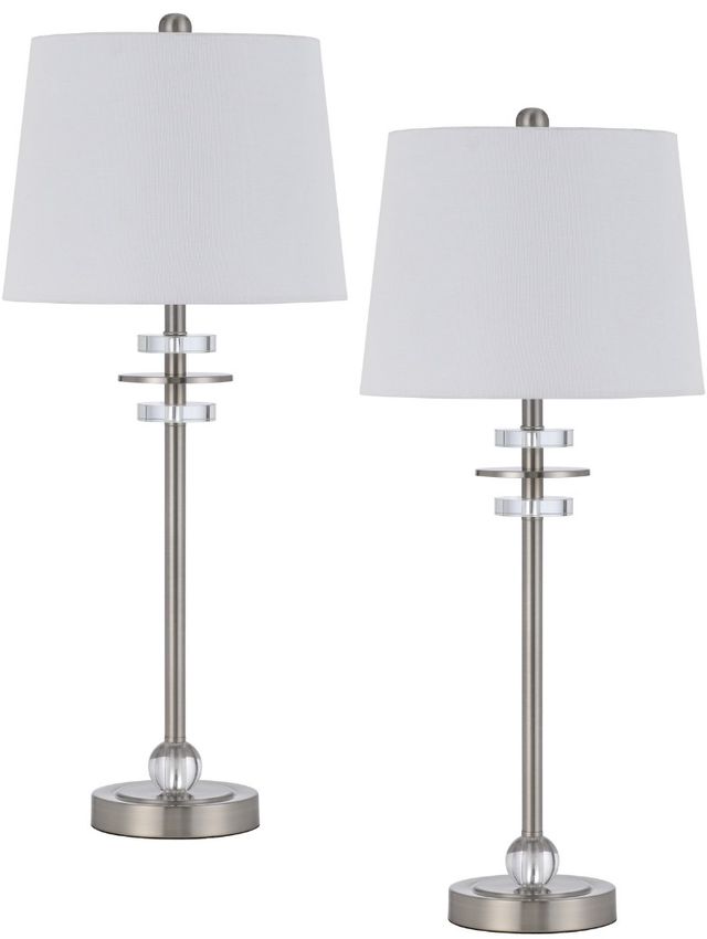Cal® Lighting & Accessories Sitka 2-Piece Brushed Steel Buffet Lamp Set-0