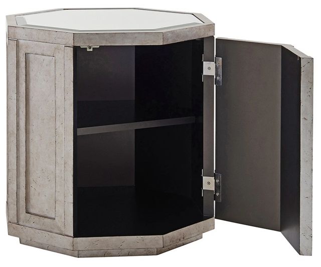 Lexington Home Ariana Rochelle Mirrored Top Octagonal Storage Table with Silver Leaf Base-2