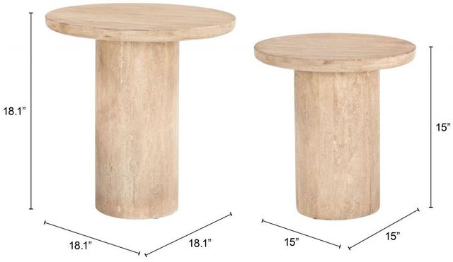 Zuo® Modern Fenith 2-Piece Beige/Natural Accent End Table Set-3