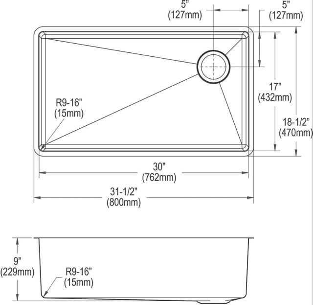 Elkay Crosstown® Polished Satin 32" Single Bowl Undermount Sink-3