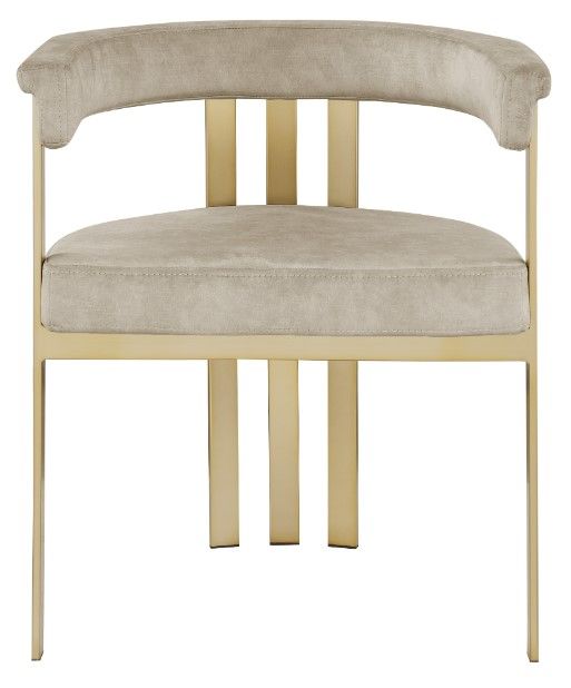 Meridian Furniture Marcello Stone/Brushed Brass Velvet Dining Chair-1