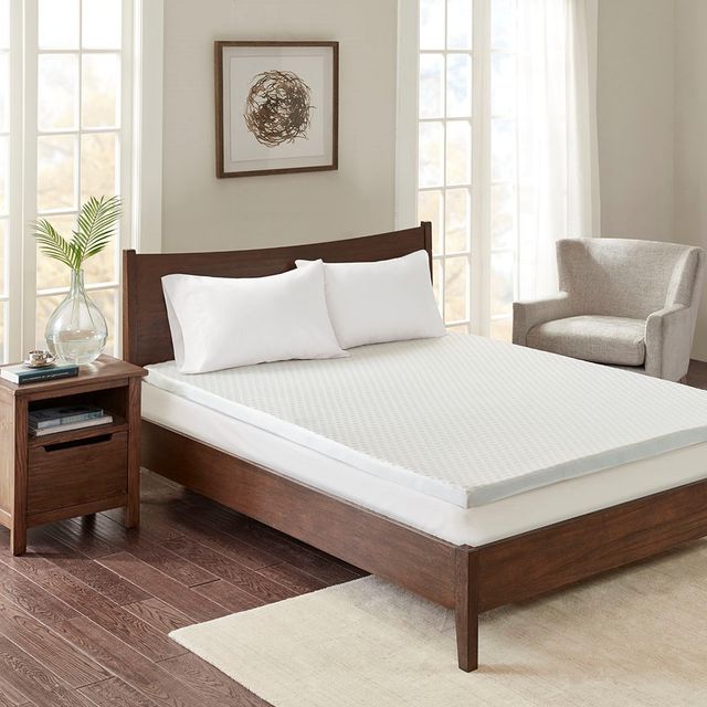 Olliix by Sleep Philosophy White 2" King Gel Memory Foam All Season Reversible Hypoallergenic Cooling Mattress Topper-1