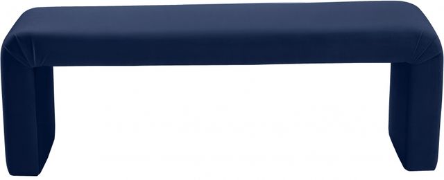 Meridian Furniture Minimalist Navy Velvet Bench-1