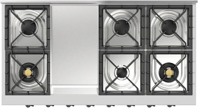 Ilve Nostalgie II 48” Stainless Steel Liquid Propane Rangetop with 8 Burners, Griddle and Burnished Trim-0
