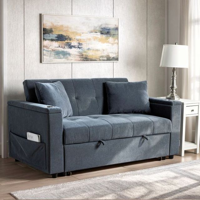 New Classic® Home Furnishings Selby Blue Pop-Up Sleeper Sofa-1