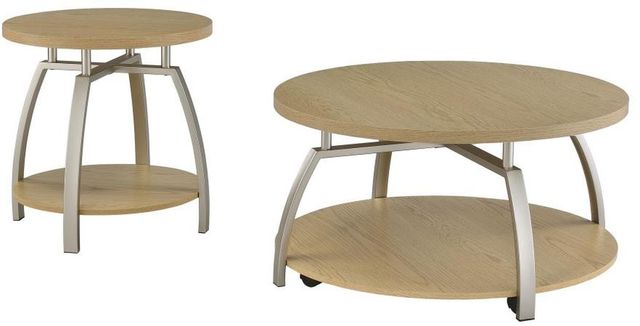 Coaster® Dacre 2-Piece Greige Coffee Table with Satin Nickel Base-0