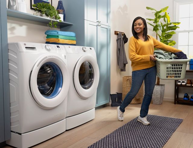 GE® White Front Load Washer & Electric Dryer Laundry Pair-3
