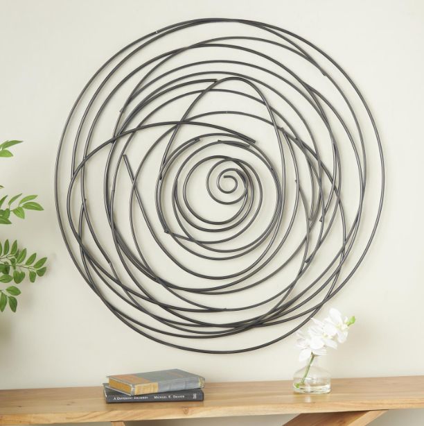Deco Marche Black Abstract Round Overlapping Lines Wall Decor-3
