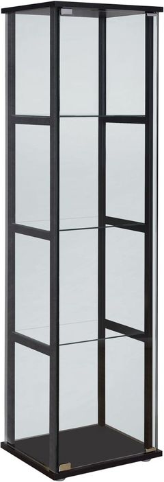 Coaster® Cyclamen Black/Clear 4-Shelf Glass Curio Cabinet