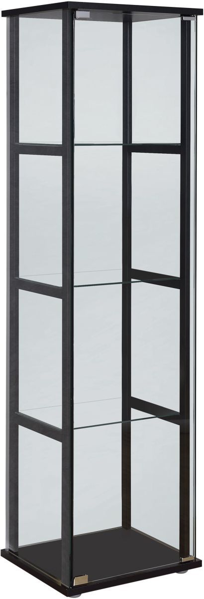 Coaster® Cyclamen Black/Clear 4-Shelf Glass Curio Cabinet-0