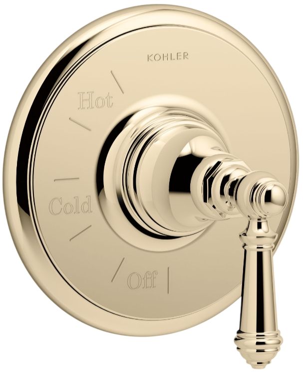 KOHLER® Artifacts® Rite-Temp® Vibrant French Gold Valve Trim with Lever Handle-0