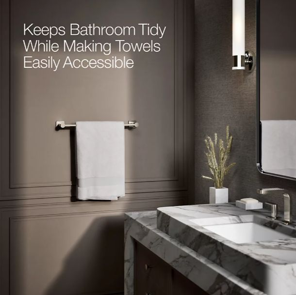 KOHLER® Parallel® Vibrant Brushed Moderne Brass 18" Towel Bar-2