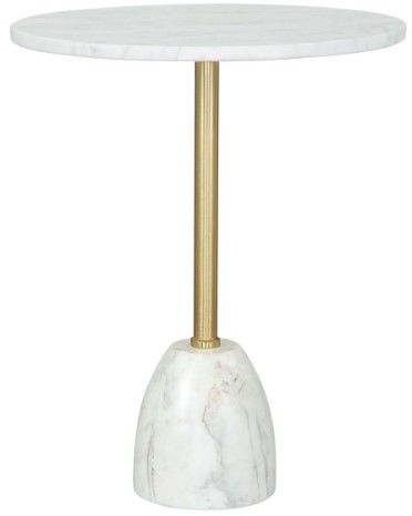 Zuo® Modern Cynthia White Marble Side Table with Gold Framework -0