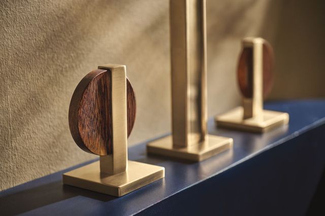 Brizo Frank Lloyd Wright® Brilliance® Luxe Gold®/Wood Widespread Lavatory Lunar Handle Kit-1