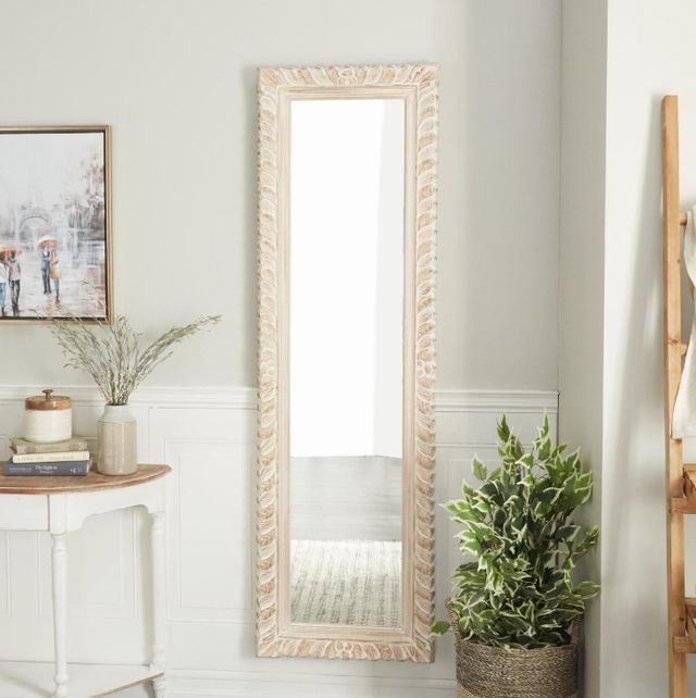 Deco Marche Brown Wood Leaf Intricately Carved Wall Mirror-3