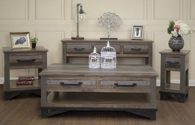 International Furniture Direct Loft Brown Grayish Chair Side Table-1