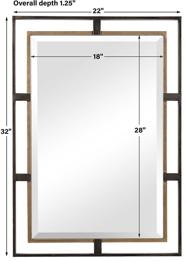 Uttermost® Carrizo Distressed Rustic Bronze/Antiqued Gold Rectangle Mirror-2
