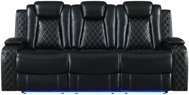 New Classic® Home Furnishings Orion II Black Power Reclining Sofa-2