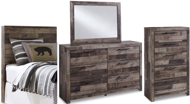 Benchcraft® Derekson 4-Piece Multi Gray Twin Panel Bed Bedroom Set