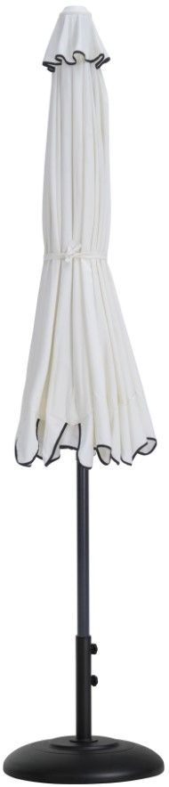 Meridian Furniture Amalfi White/Matte Black/Black Aluminum Outdoor Patio Umbrella and Round Base-1