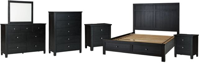 Benchcraft® Noorbrook 6-Piece Black Queen Panel Bed Set-0
