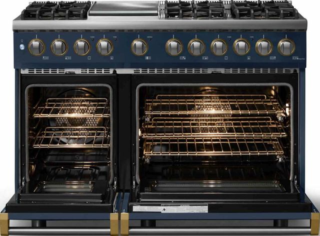 Viking® 5 Series 48" Slate Blue Pro Style Dual Fuel (NG) Range with Brushed Brass Trim-1