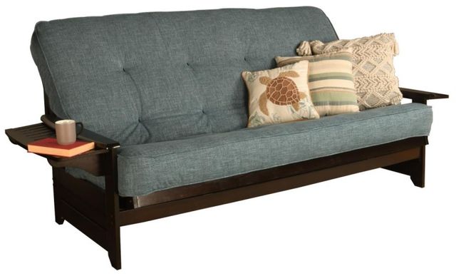 Kodiak Furniture Phoenix Linen Aqua/Espresso Queen Futon with Mattress-0