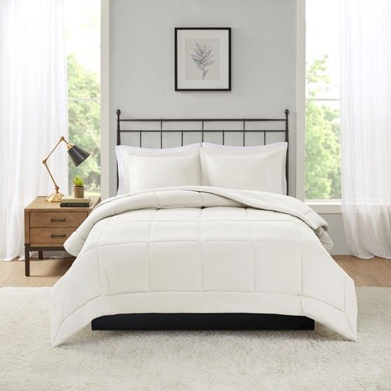 Olliix by Madison Park Sarasota Ivory Full/Queen Microcell Down Alternative Comforter Mini Set-0