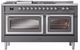 Ilve® Nostalgie II Noblesse 60'' Graphite Matte Pro Style Dual Fuel Range with Chrome Trim-1
