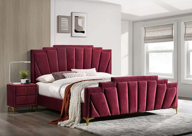 Furniture of America® Florizel Red California King Upholstered Bed-2