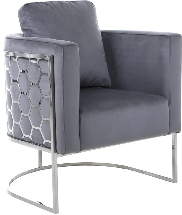 Meridian Furniture Casa Grey/Chrome Velvet Chair-0